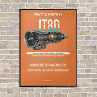 Thumbnail for JT8D vertical canvas print - framed - orange background
