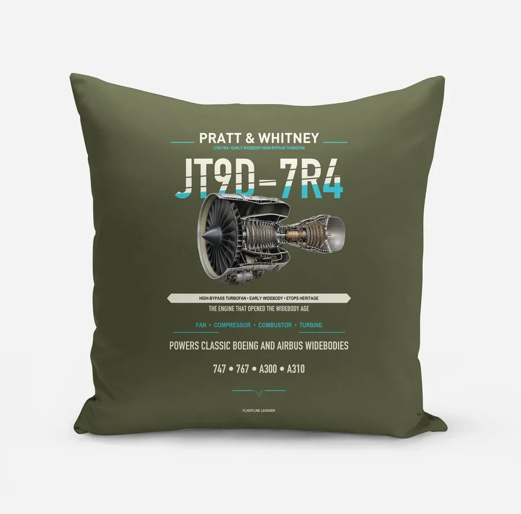 JT9D-7R4 design on green army pillow