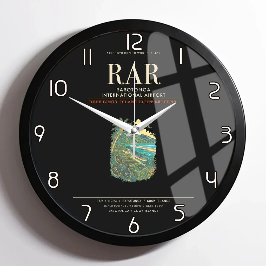 Rarotonga International Airport RAR Wall-Clock Framed - Black