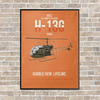 Thumbnail for Bell H-13G Sioux vertical canvas print - framed - orange background