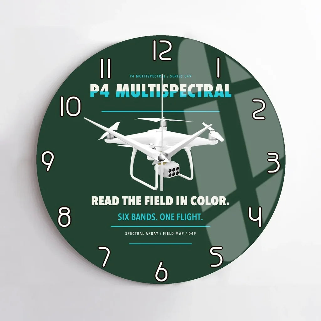 DJI P4 Multispectral design on dark green no frame wall clock
