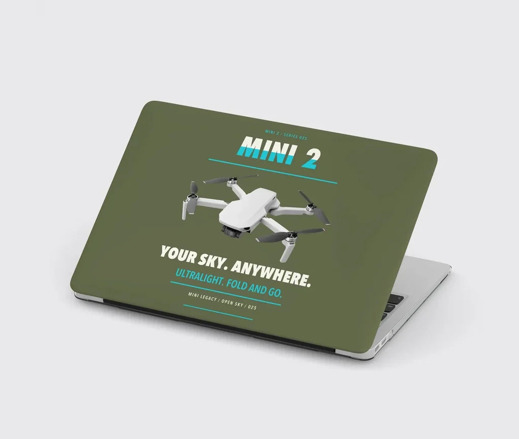 DJI Mini 2 design on green army MacBook case