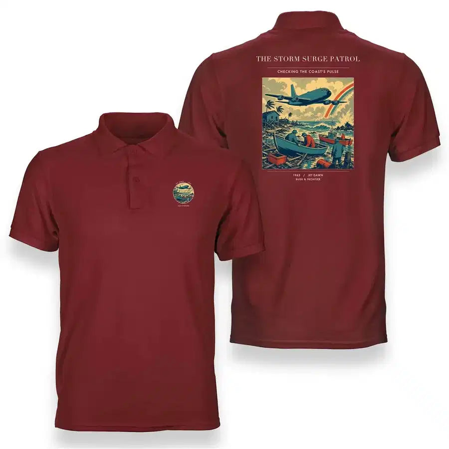 VINTAGE G4367 - The Storm Surge Patrol - Double-Side Polo T-Shirt design on red