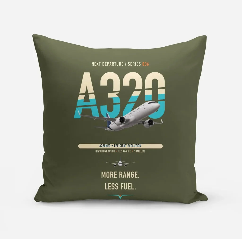 Airbus A320neo design on green army pillow