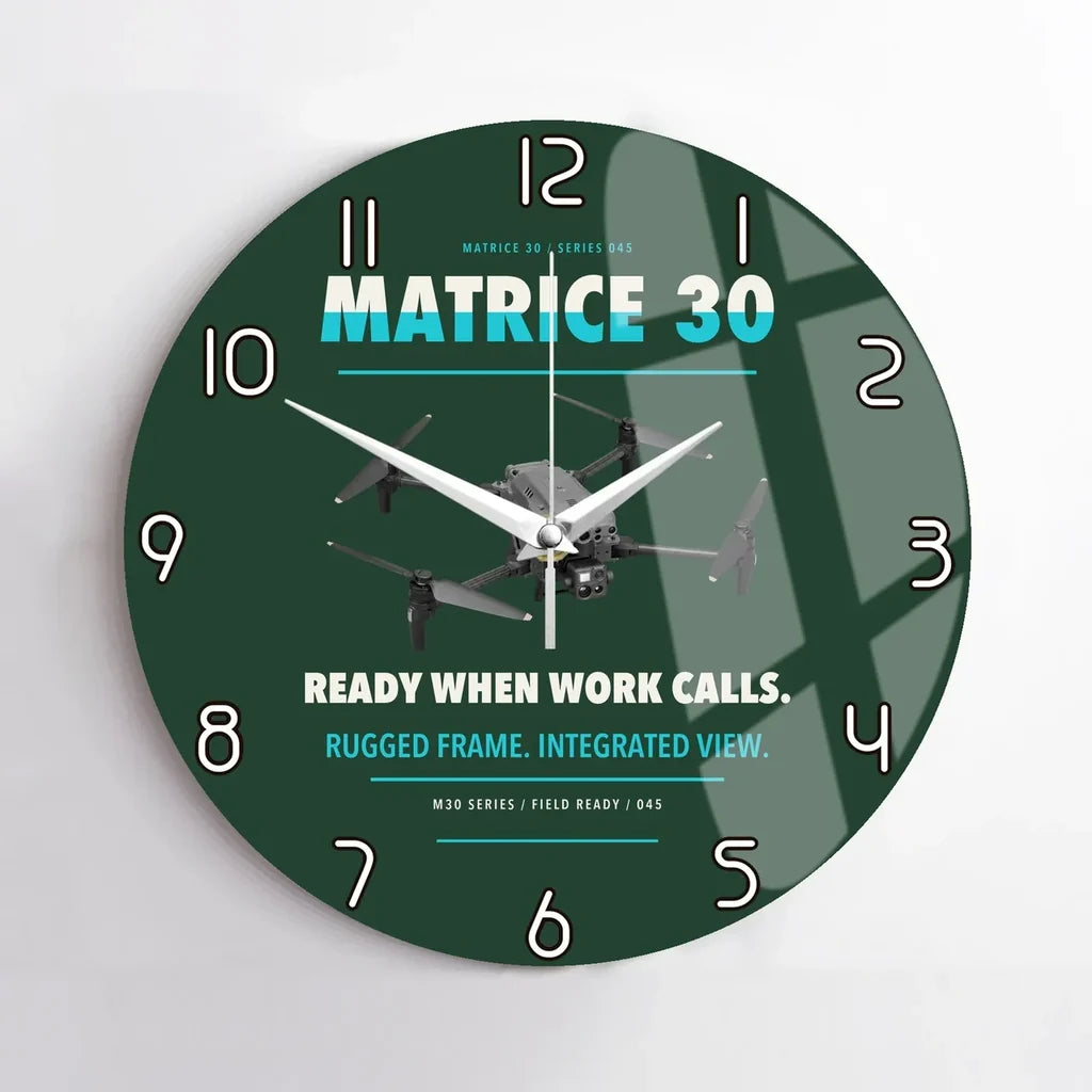 DJI Matrice 30 design on dark green no frame wall clock