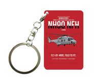 Thumbnail for NHIndustries NH90 NFH Caïman design on red designed key chain, double-side print