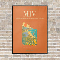 Thumbnail for Región de Murcia International Airport MJV vertical canvas print - framed - orange background