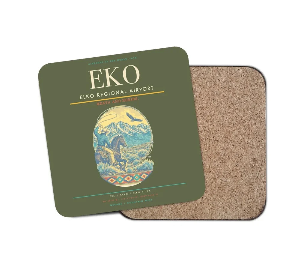 Elko Regional Airport (EKO) design on green army 1 piece coaster