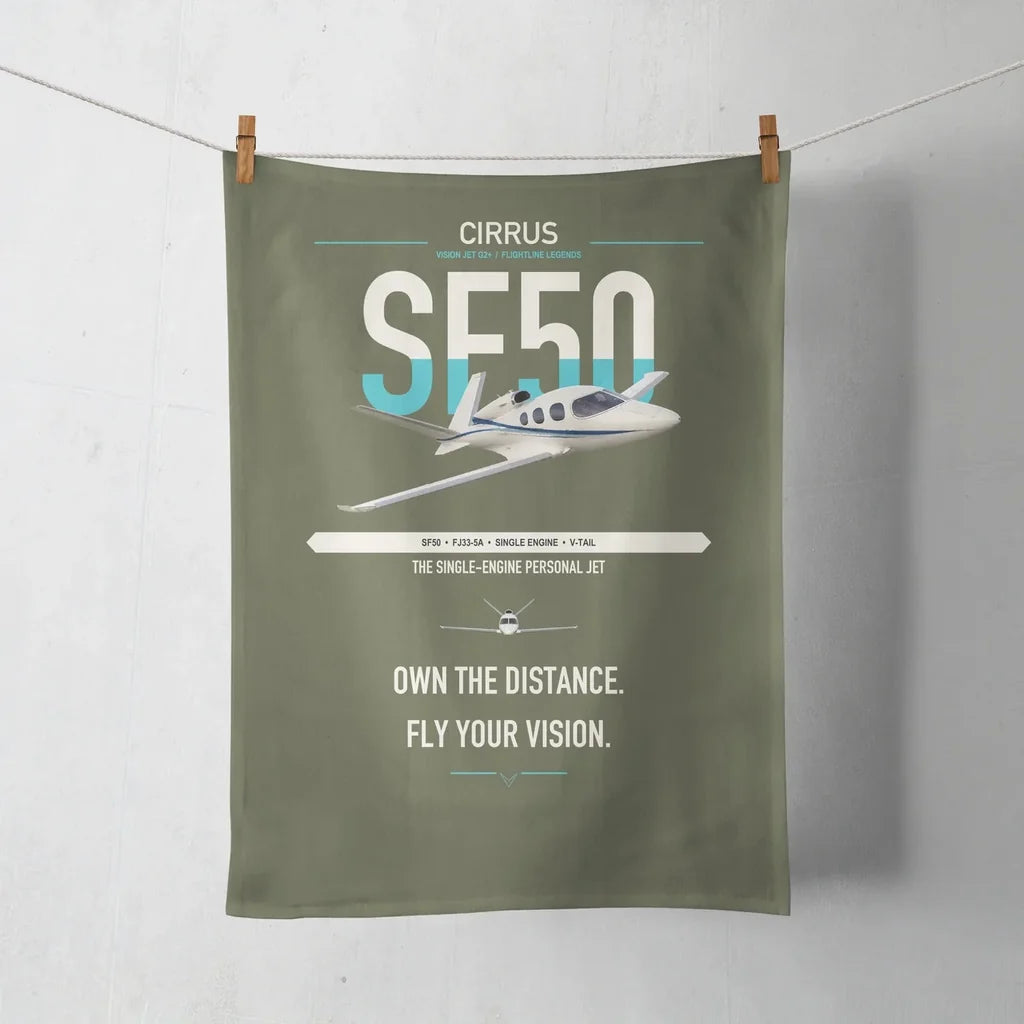 Cirrus Vision Jet G2+ design on green army towel