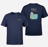 Thumbnail for Turku Airport (TKU) design printed on navy blue double-side t-shirt
