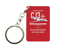 Thumbnail for Cessna Citation CJ3+ design on red designed key chain, double-side print