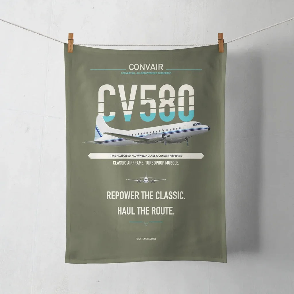 Convair 580 design on green army towel