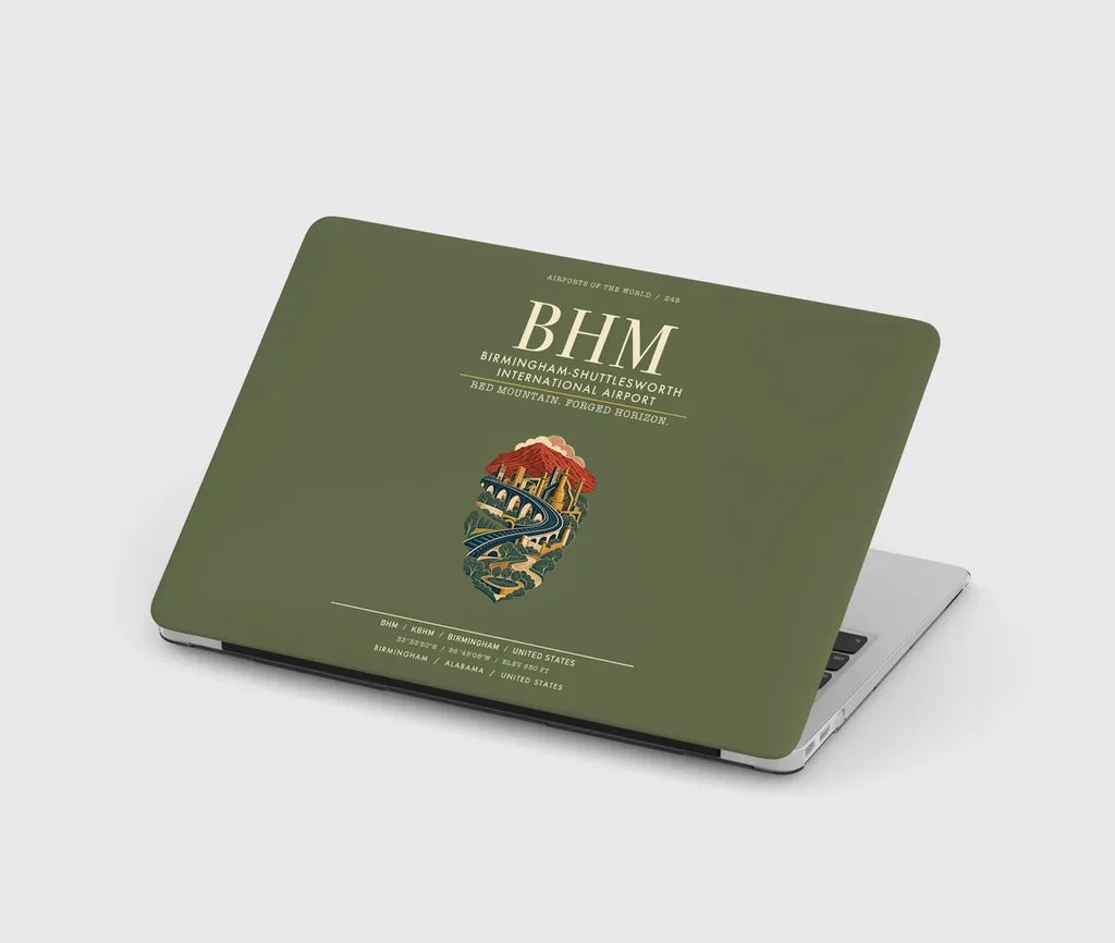 Birmingham-Shuttlesworth International Airport (BHM) design on green army MacBook case