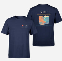 Thumbnail for Deer Lake Regional Airport (YDF) design printed on navy blue double-side t-shirt