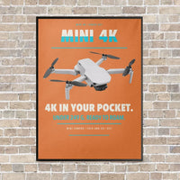 Thumbnail for DJI Mini 4K vertical canvas print - framed - orange background