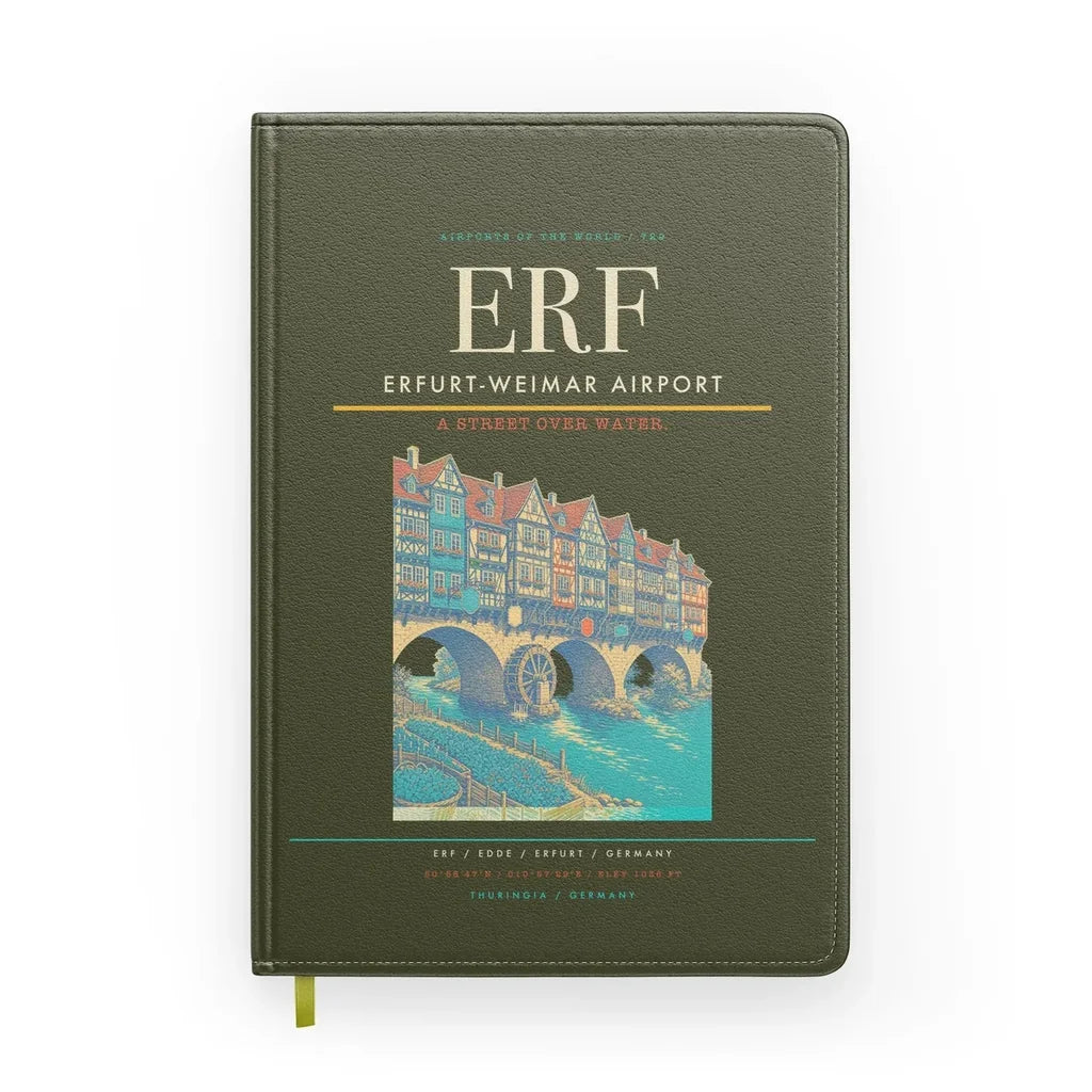 Erfurt-Weimar Airport (ERF) design on green army notebook
