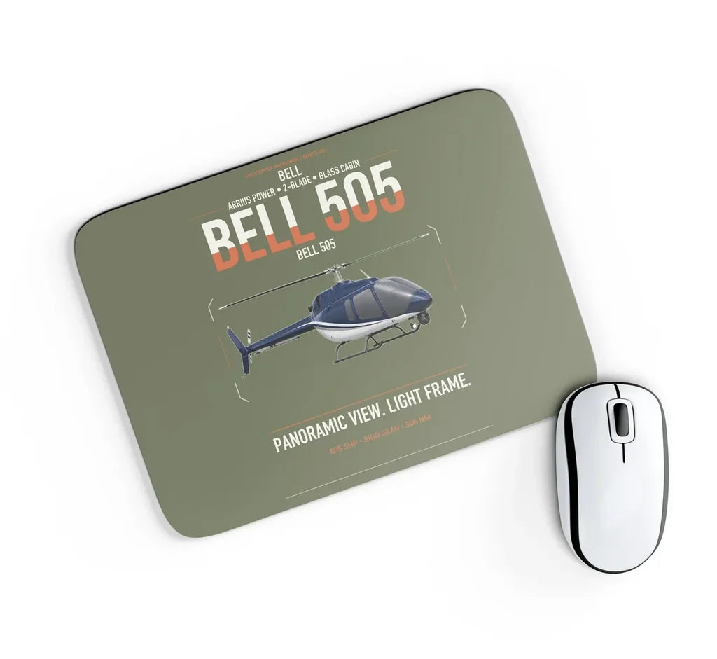 Bell 505 design on green army rectangle mouse pad