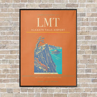 Thumbnail for Klamath Falls Airport LMT vertical canvas print - framed - orange background