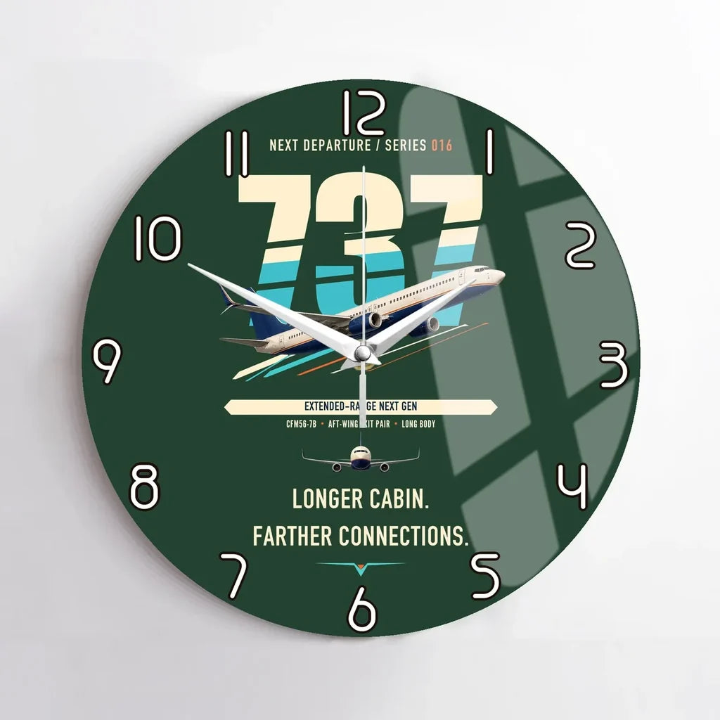 Boeing 737-900ER design on dark green no frame wall clock