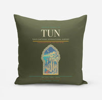 Thumbnail for Tunis-Carthage International Airport (TUN) design on green army pillow