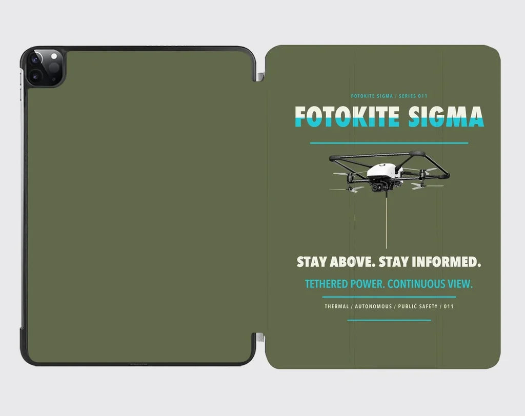 Fotokite Sigma design on green army ipad tablet case