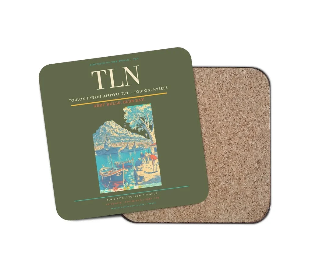 Toulon-Hyères Airport (TLN) design on green army 1 piece coaster