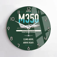 Thumbnail for Piper M350 design on dark green no frame wall clock