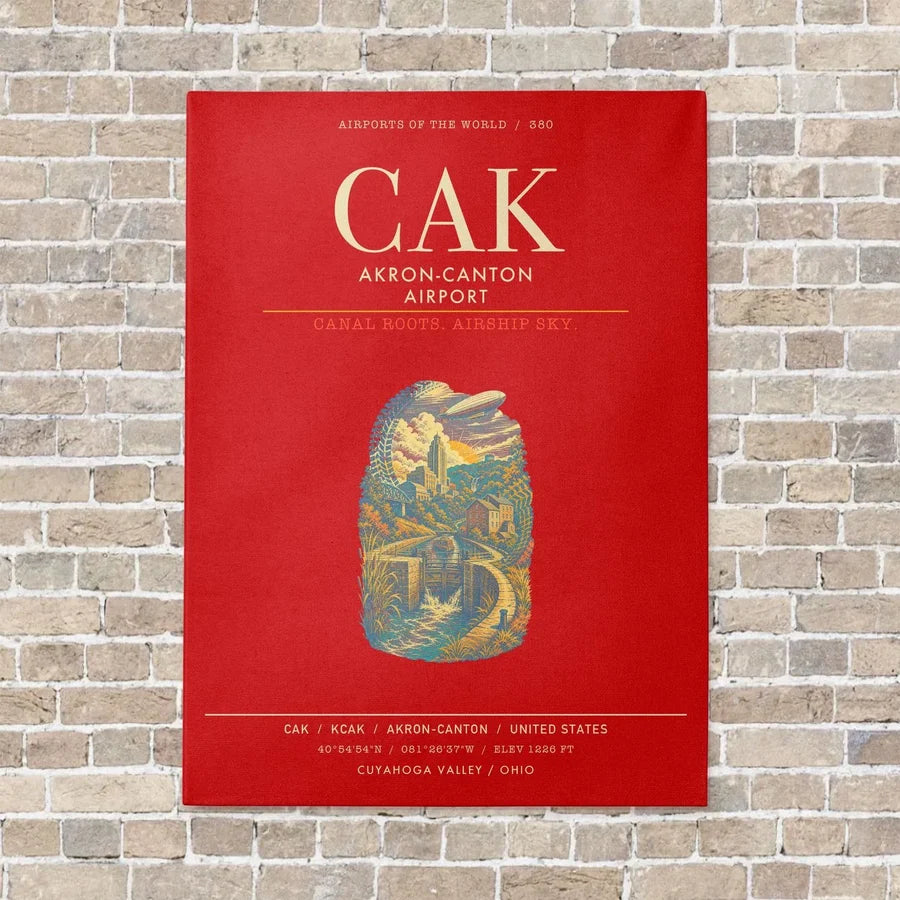 Akron-Canton Airport CAK - Canvas Framed - Red