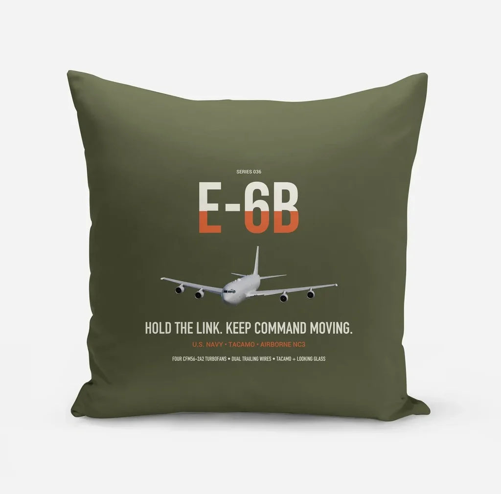 E-6B Mercury design on green army pillow