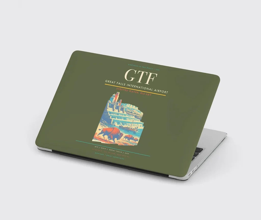 Great Falls International Airport (GTF) design on green army MacBook case
