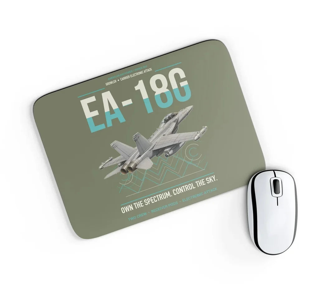 EA-18G Growler design on green army rectangle mouse pad