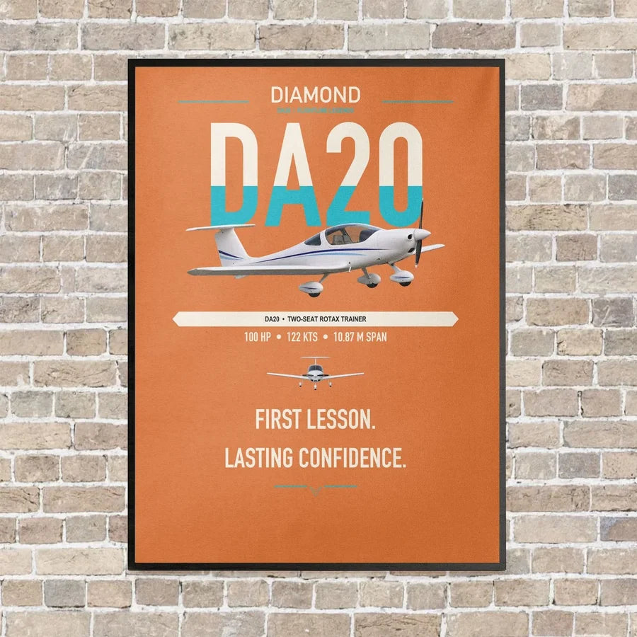 Diamond DA20 vertical canvas print - framed - orange background