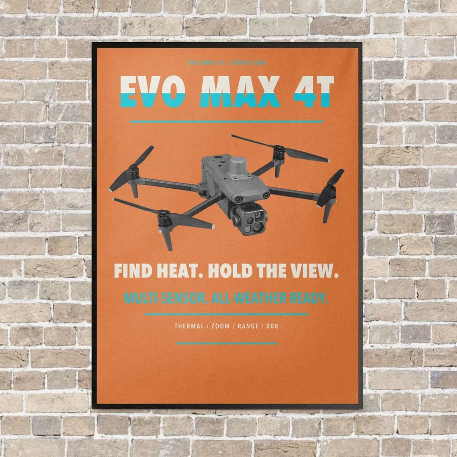 Autel EVO Max 4T vertical canvas print - framed - orange background
