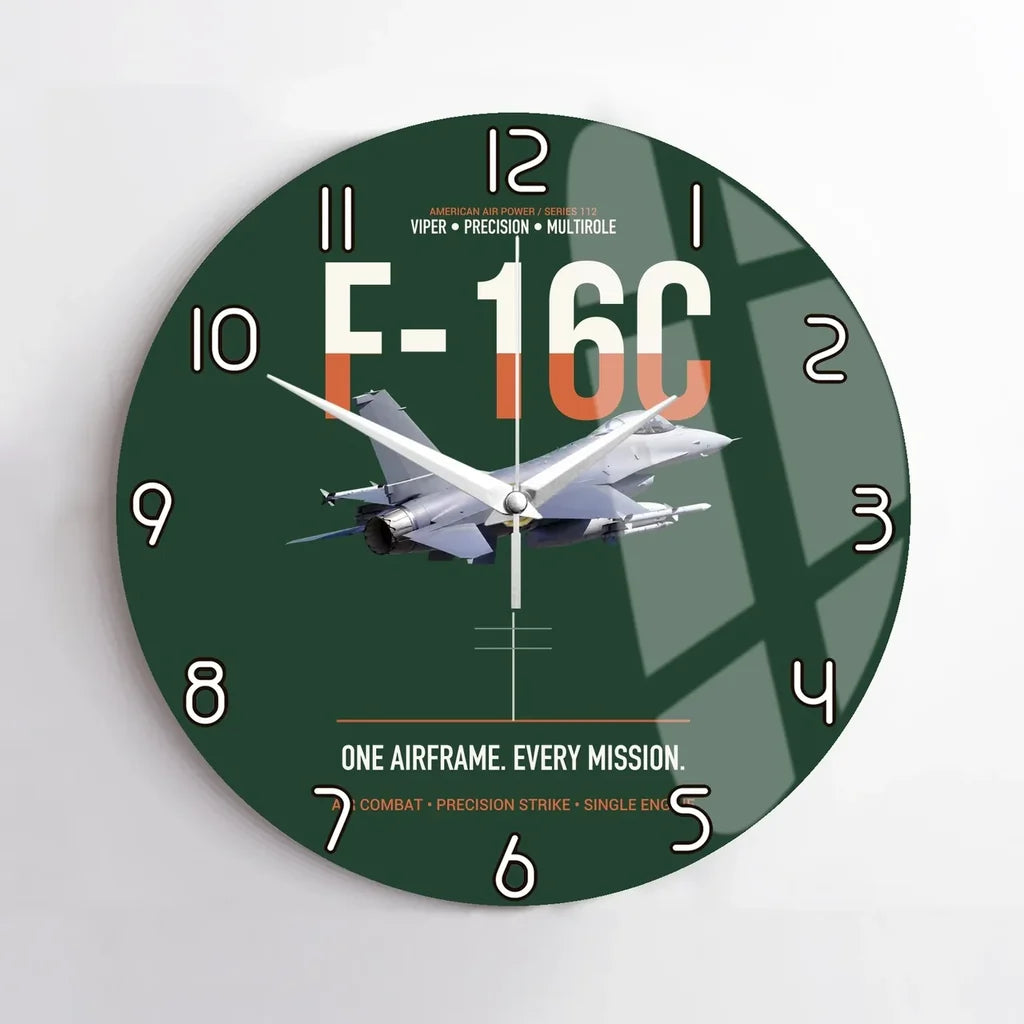 F-16C Fighting Falcon One Airframe Every Mission design on dark green no frame wall clock