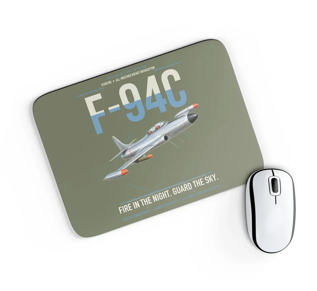 F-94C Starfire design on green army rectangle mouse pad