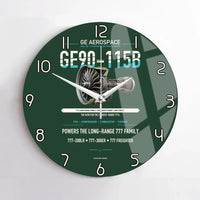 Thumbnail for GE90-115B design on dark green no frame wall clock