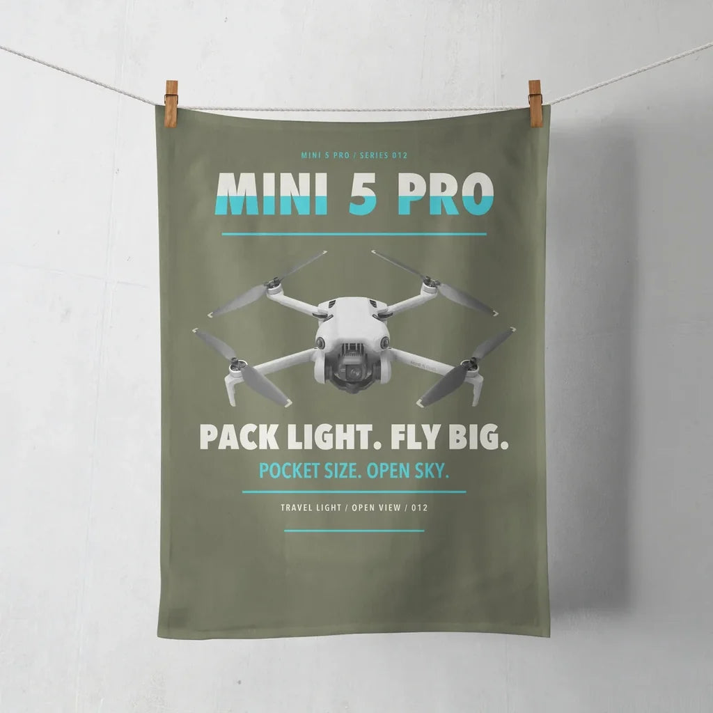 DJI Mini 5 Pro design on green army towel