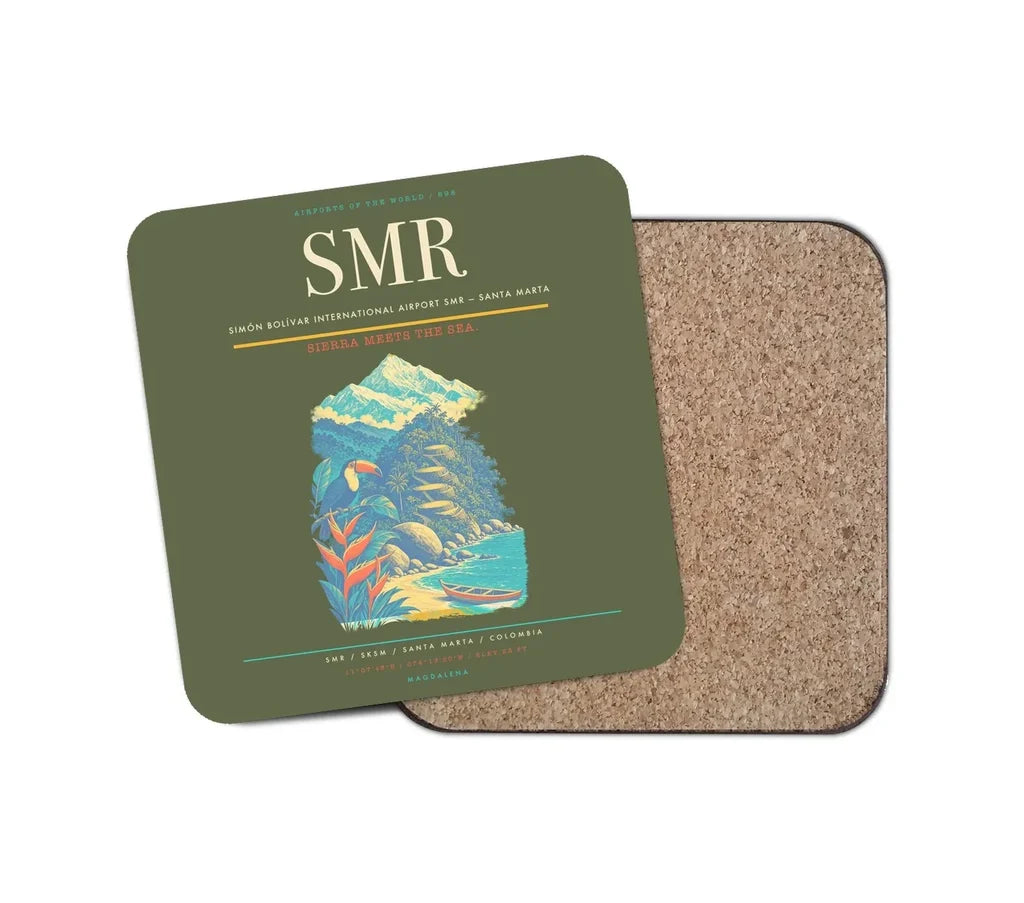 Simón Bolívar International Airport (SMR) design on green army 1 piece coaster