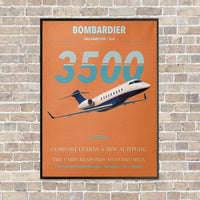 Thumbnail for Bombardier Challenger 3500 vertical canvas print - framed - orange background