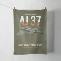 Thumbnail for Saab AJ 37 Viggen design on green army towel