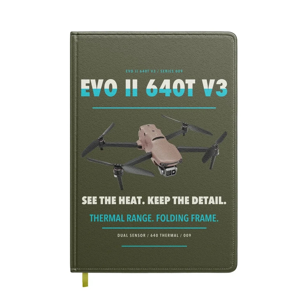 Autel EVO II Dual 640T V3 design on green army notebook