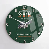 Thumbnail for Sikorsky S-61N design on dark green no frame wall clock