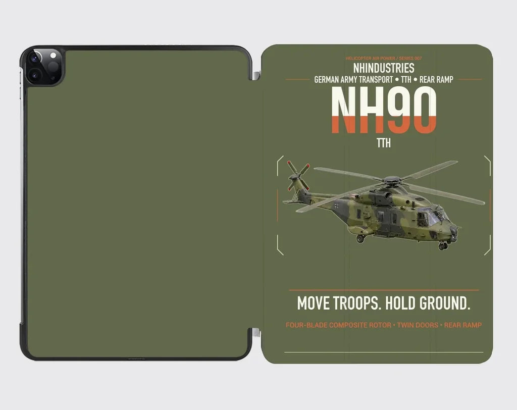 NHIndustries NH90 TTH design on green army ipad tablet case