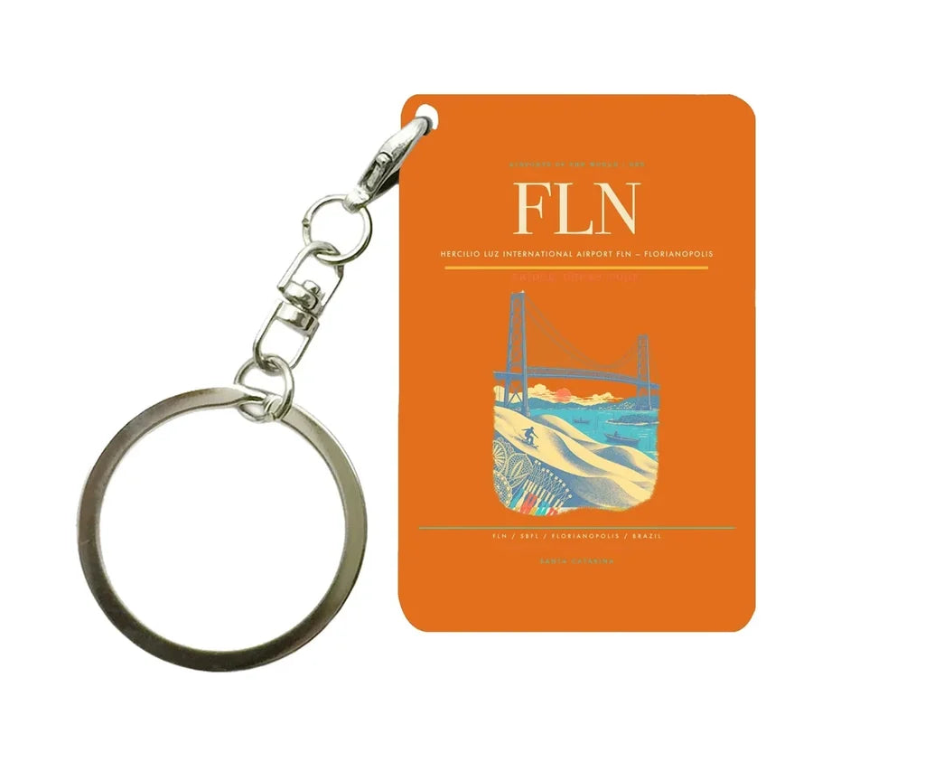Hercilio Luz International Airport (FLN) design on orange key chain