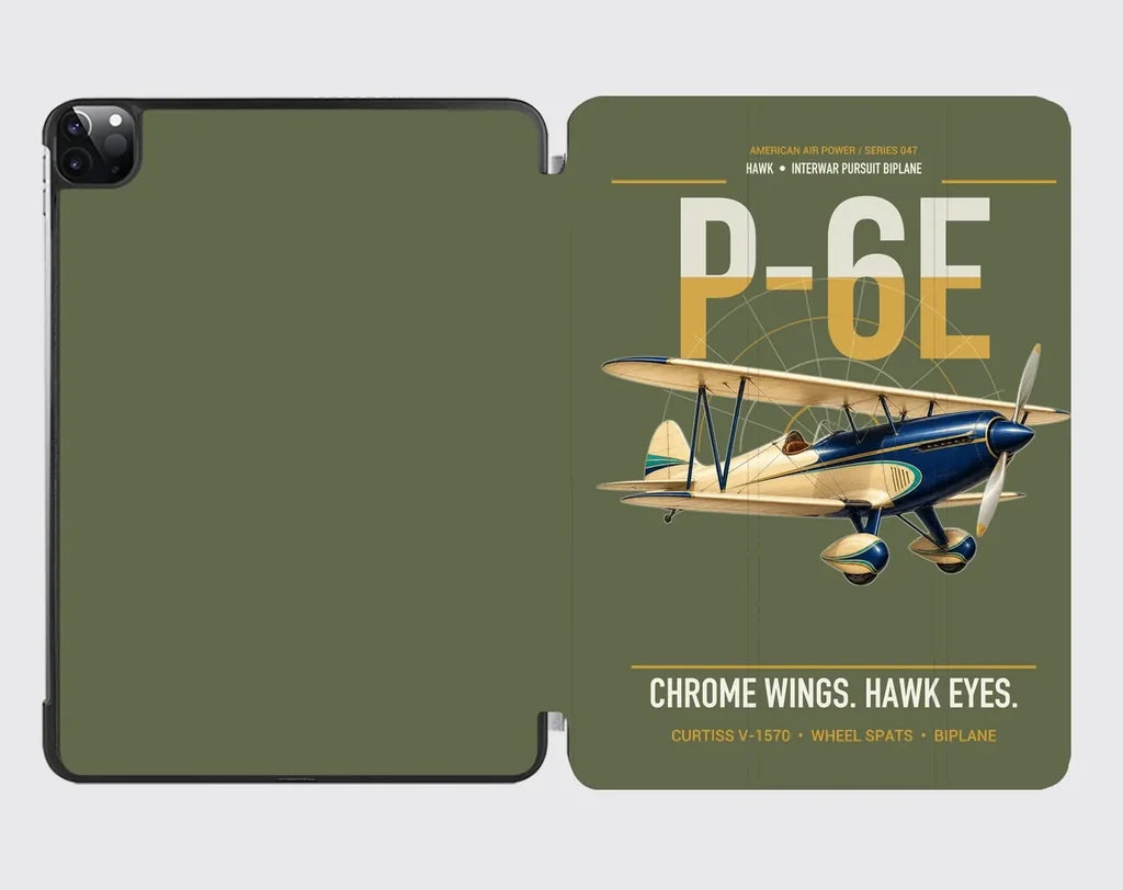 Curtiss P-6E Hawk design on green army ipad tablet case