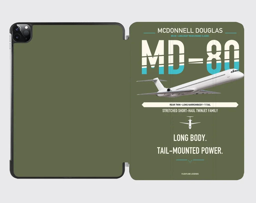 McDonnell Douglas MD-80 design on green army ipad tablet case
