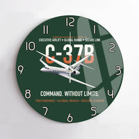 Thumbnail for C-37B Global Command Link design on dark green no frame wall clock