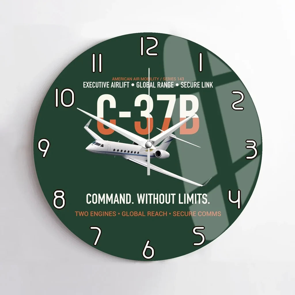 C-37B Global Command Link design on dark green no frame wall clock