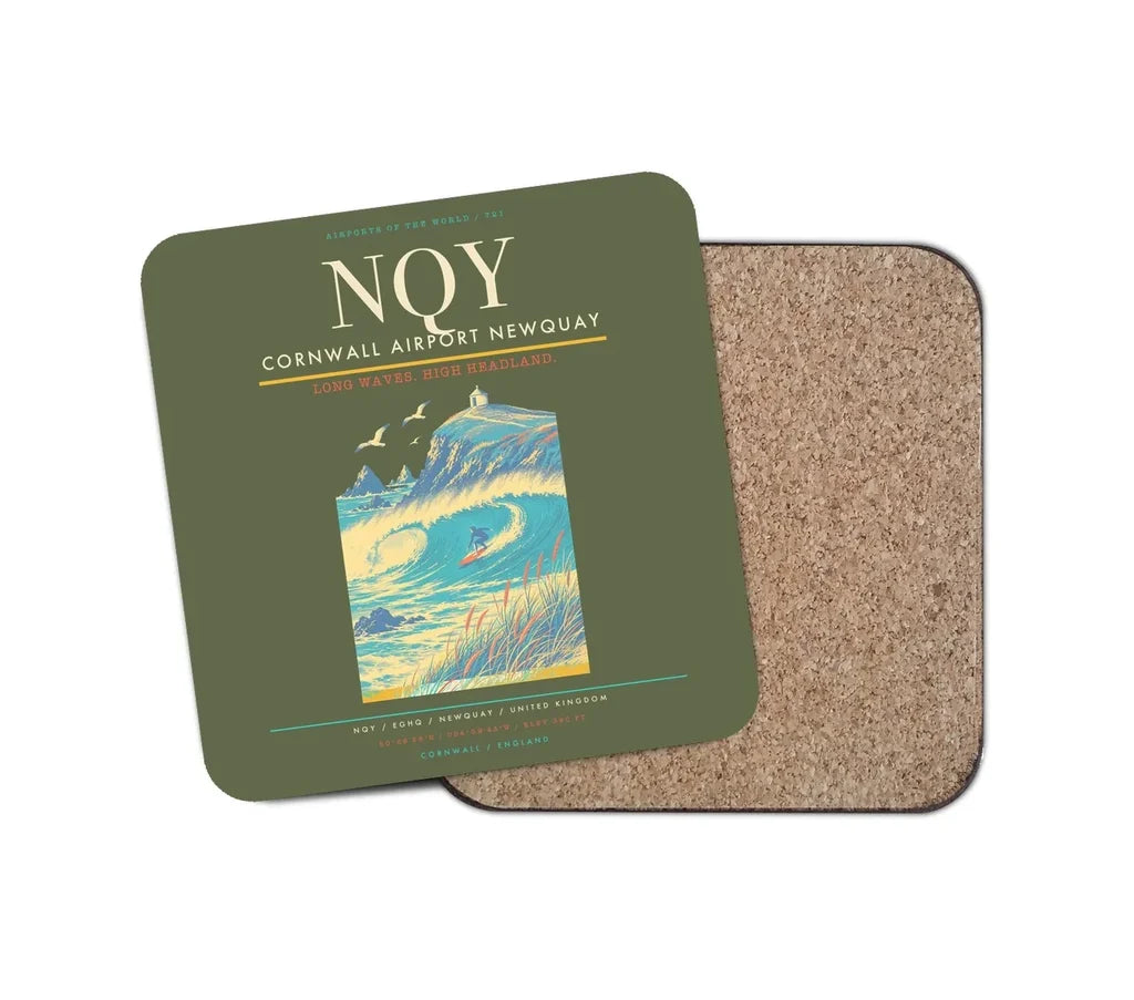 Cornwall Airport Newquay (NQY) design on green army 1 piece coaster