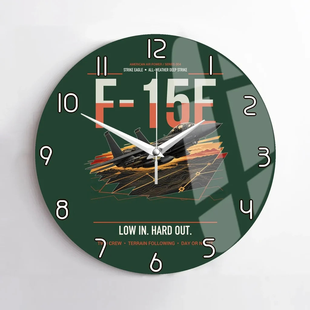 F-15E Strike Eagle design on dark green no frame wall clock